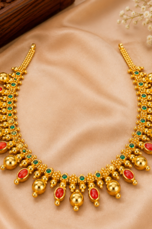 Royal Coral Antique Gold Necklace