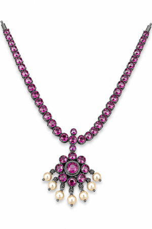 Royal Ruby Pearl Pendant Necklace