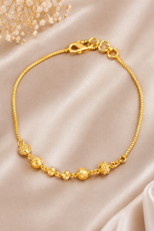 Regal Dual-Texture Gold Bead Bracelet