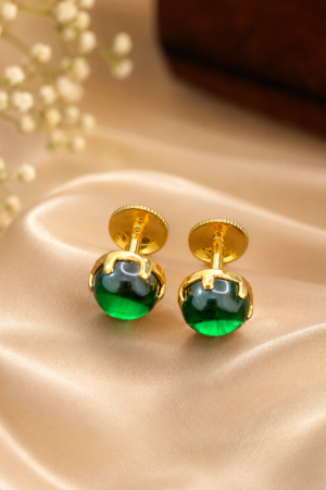 Royal Emerald Glow Solitaire Stud Earrings