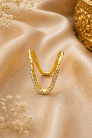 Minimalist Diamond Curve Vanki Ring