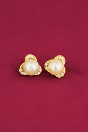Pearl Blossom Sparkle Stud Earrings