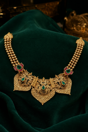 Regal Lotus Heritage Beaded Temple Necklace