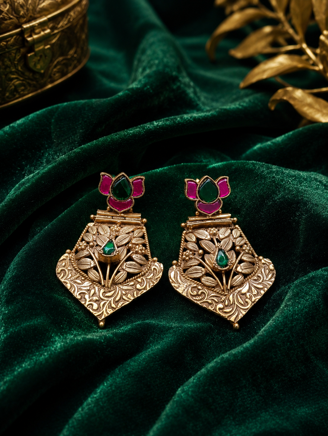 Regal Lotus Heritage Temple Earrings