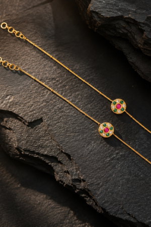 Navaratna Radiance Gold Chain Anklets