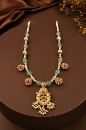 Royal Emerald Bloom Temple Necklace