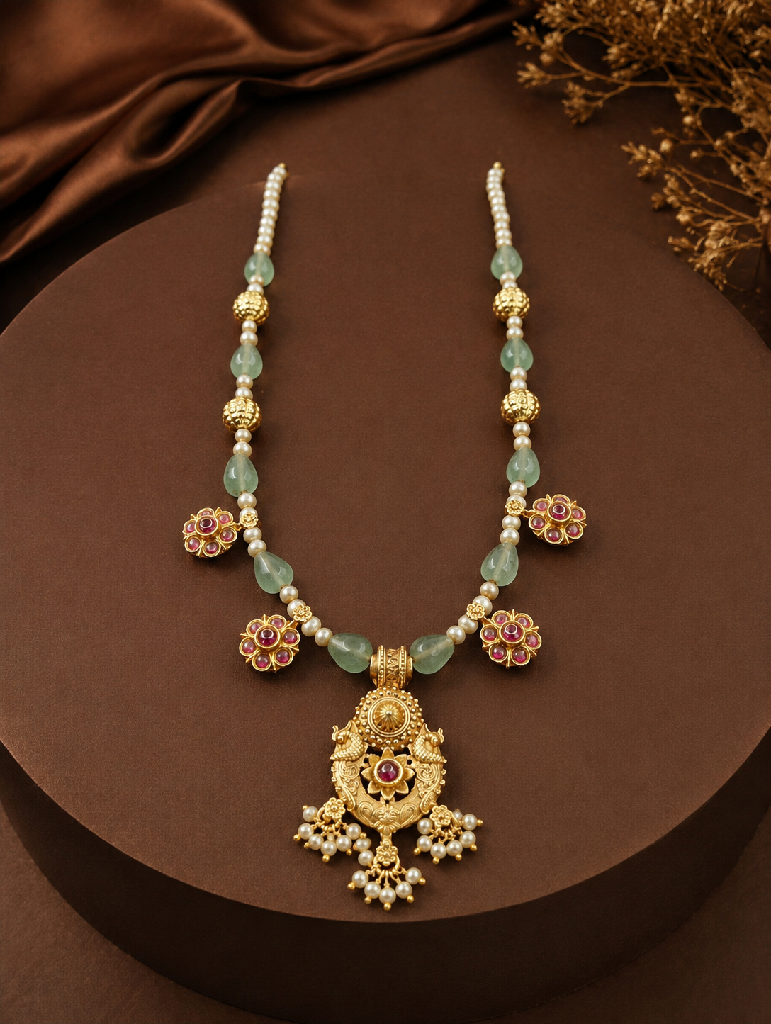 Royal Emerald Bloom Temple Necklace