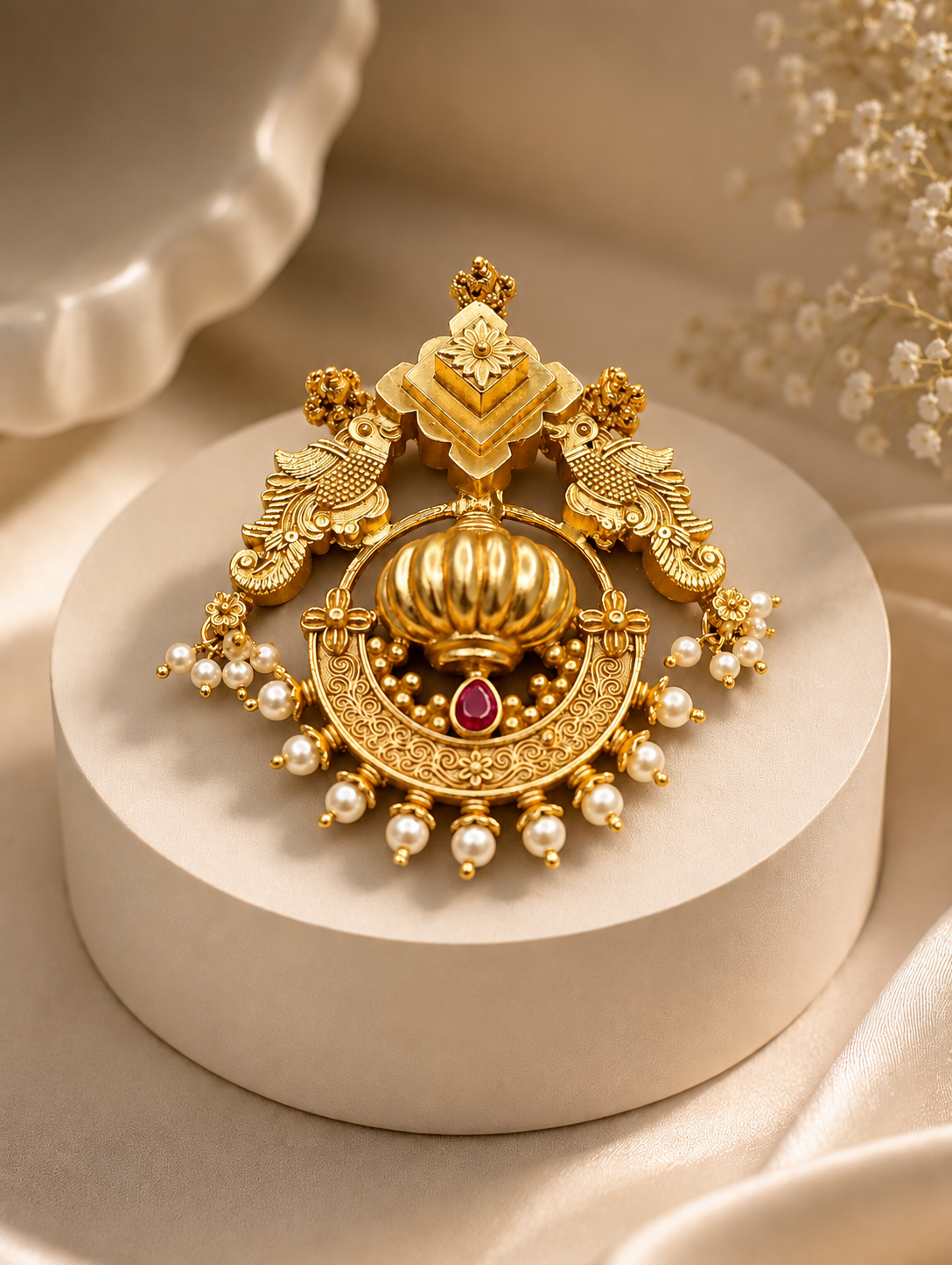 Royal Peacock Kalasha Temple Pendant