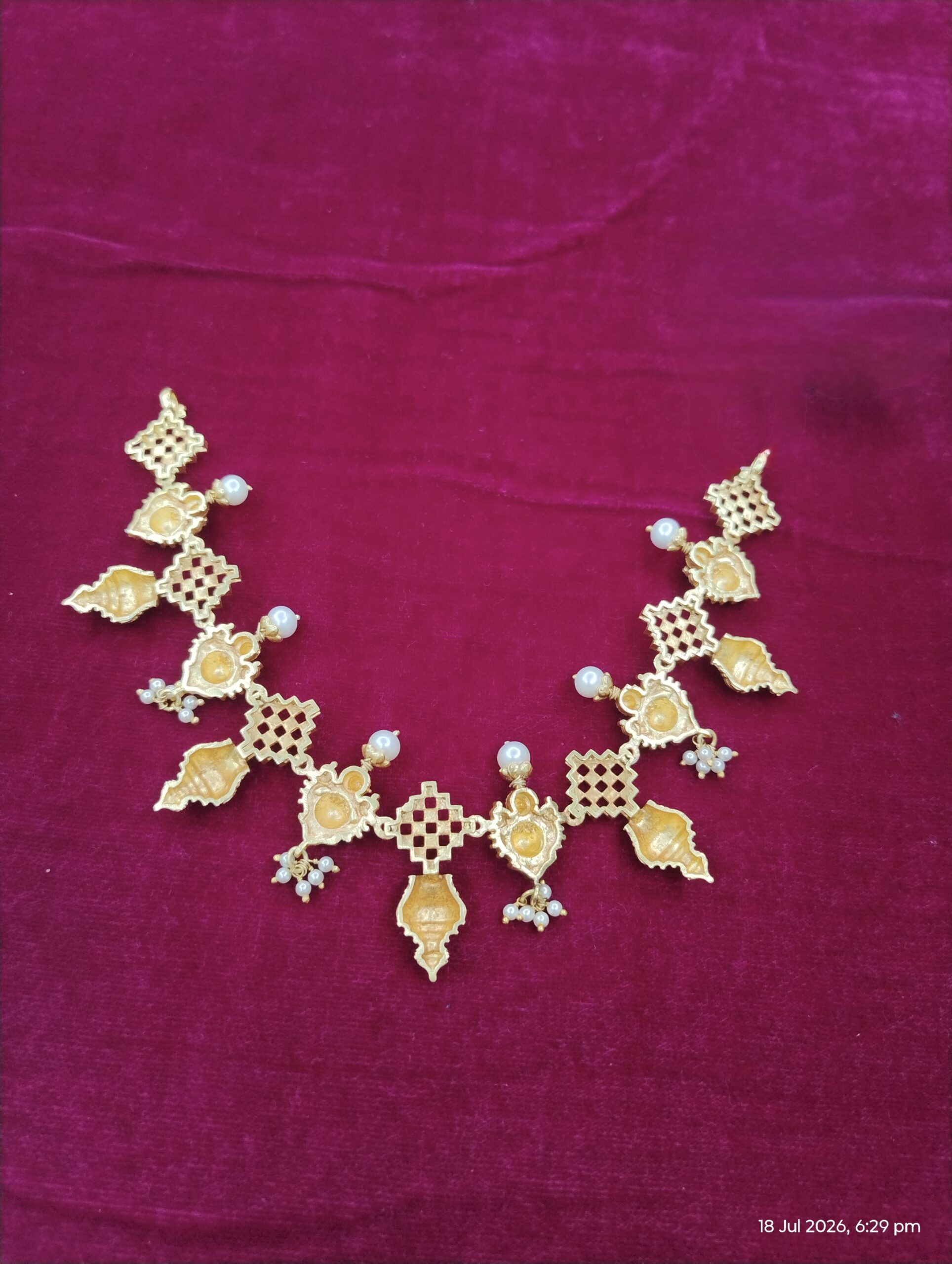 Heritage Pearl Jhumka Temple Necklace - Image 2