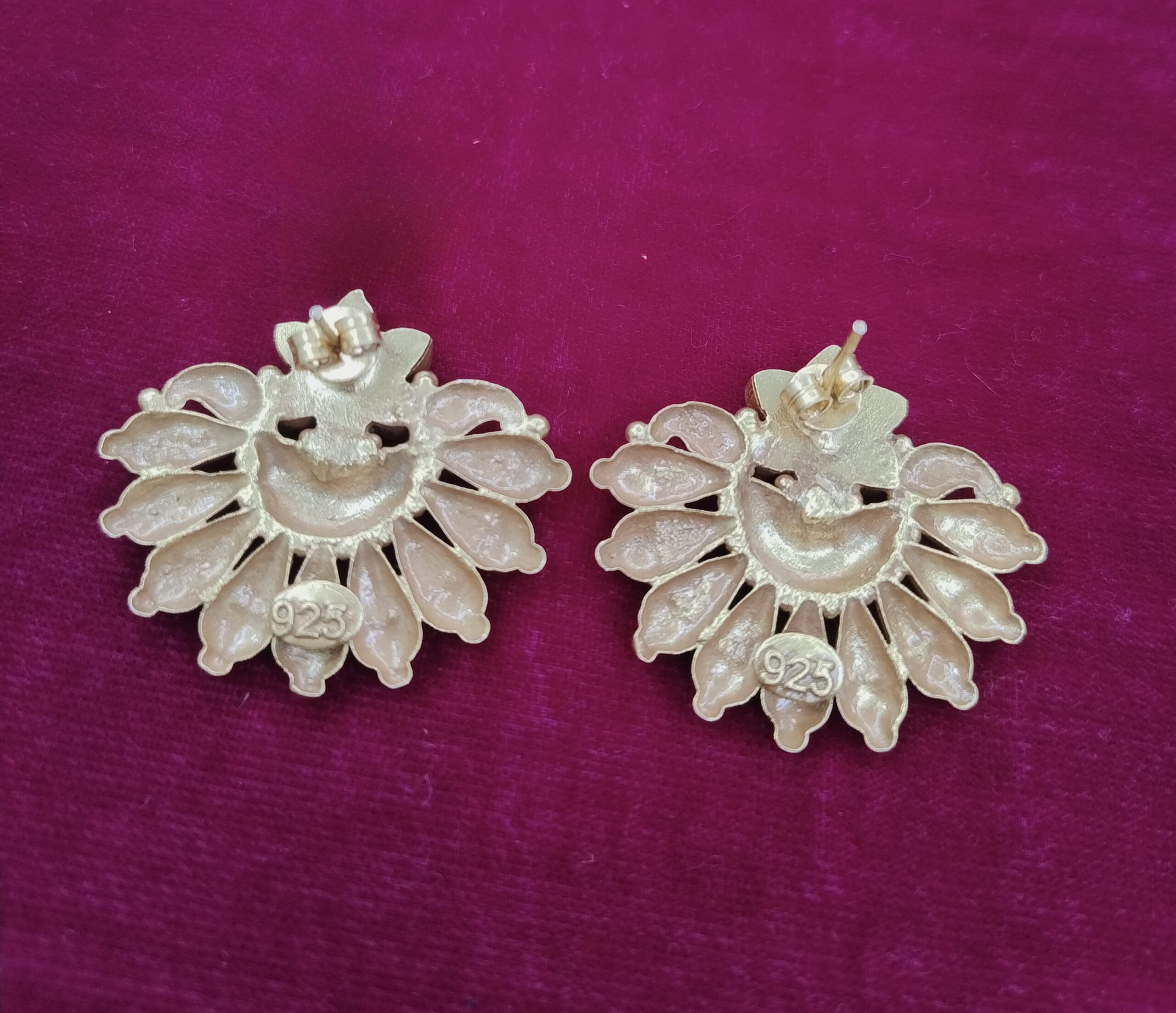 Royal Navaratna Blossom Antique Stud Earrings - Image 2