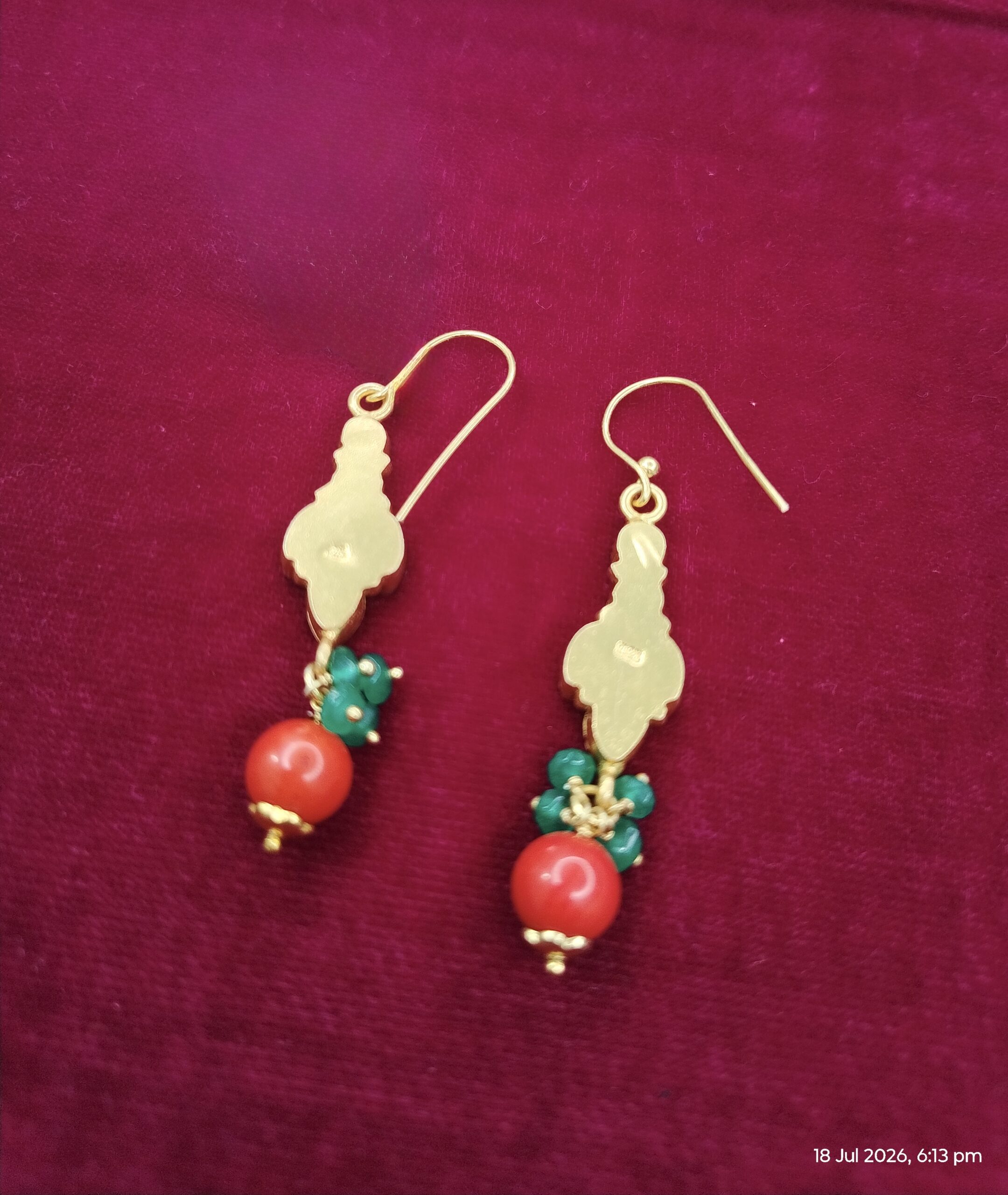 Ruby Emerald Dewdrop Dangle Earrings - Image 2