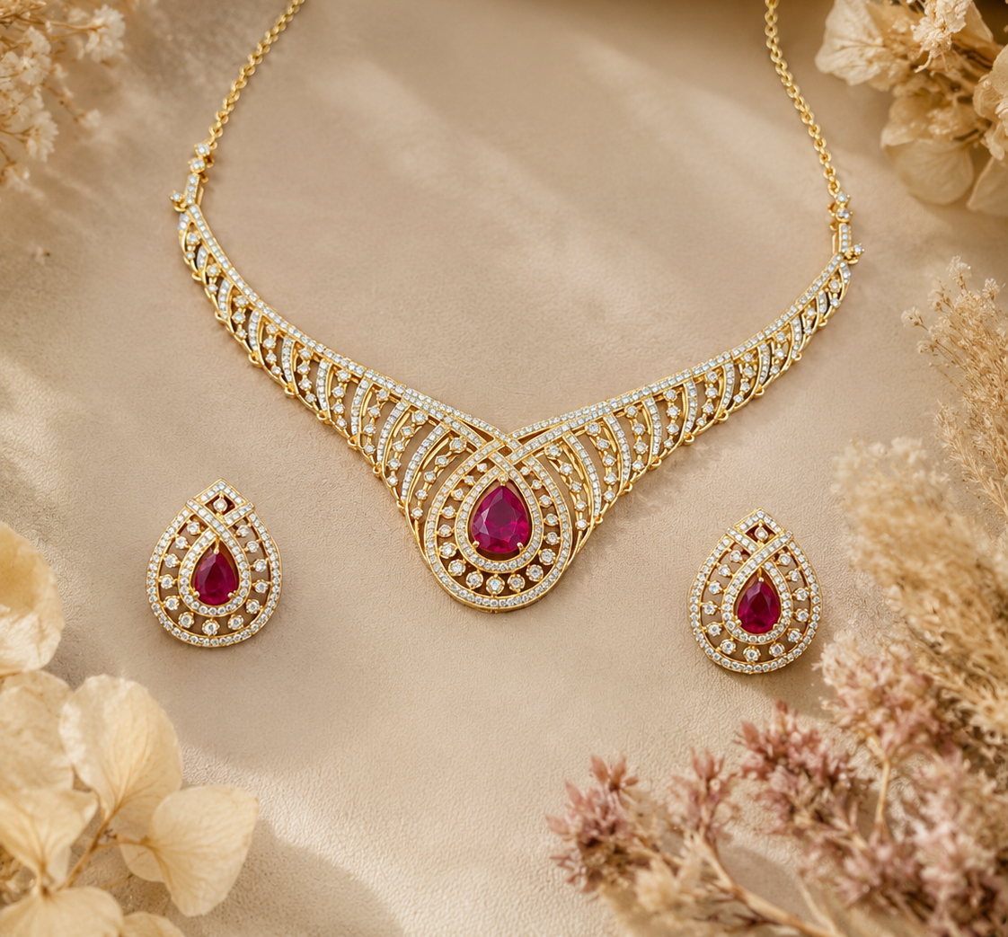 Royal Ruby Radiance Necklace Set