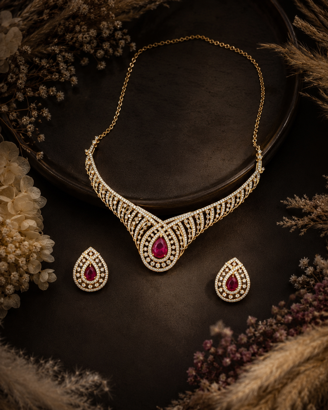 Royal Ruby Radiance Necklace Set - Image 2