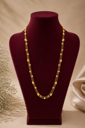 Royal Dual-Strand Beaded Gold Chain(16 inch)