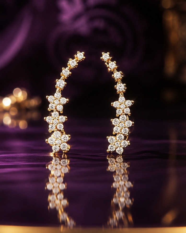 Royal Crystal Blossom Bluetooth Earrings - Image 2