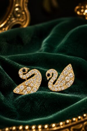 Regal Swan Crystal Stud Earrings