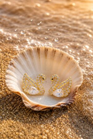 Majestic Swan Crystal Stud Earrings