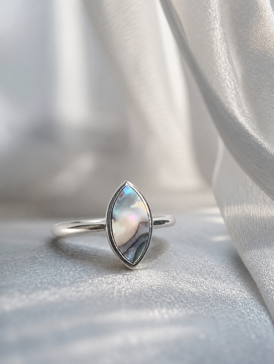 Luminous Marquise Mother-of-Pearl Ring (size 8 )