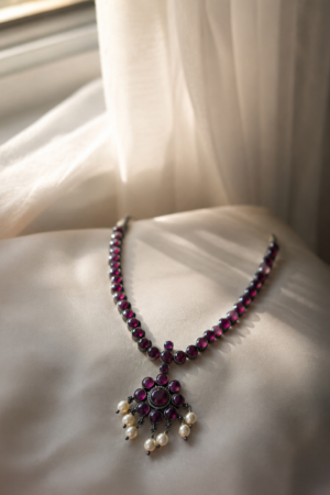 Royal Ruby Pearl Pendant Necklace