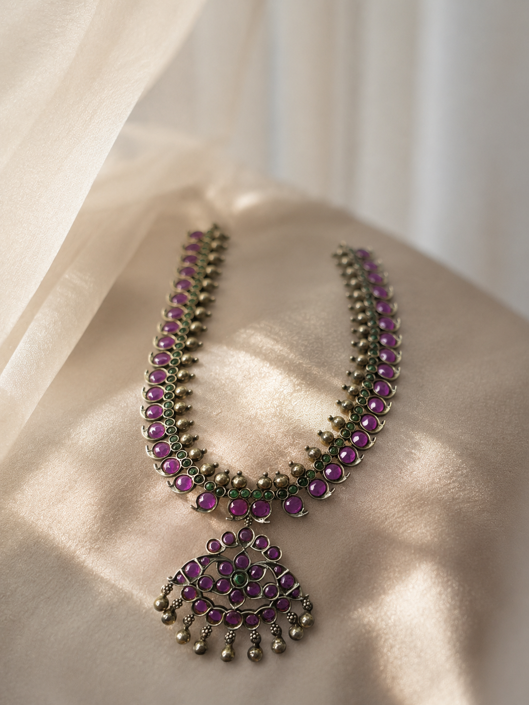Heritage Ruby & Emerald Antique Pendant Necklace
