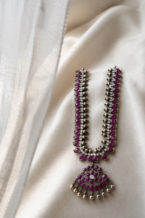 Royal Ruby Bloom Antique Pendant Necklace