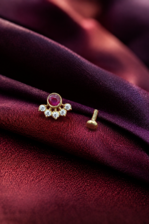 Royal Ruby Halo Nose Pin
