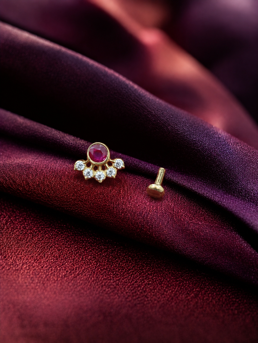 Royal Ruby Halo Nose Pin