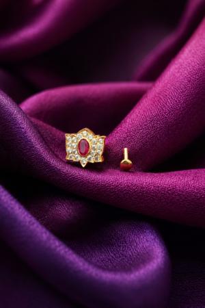 Regal Ruby Lotus Nose Pin