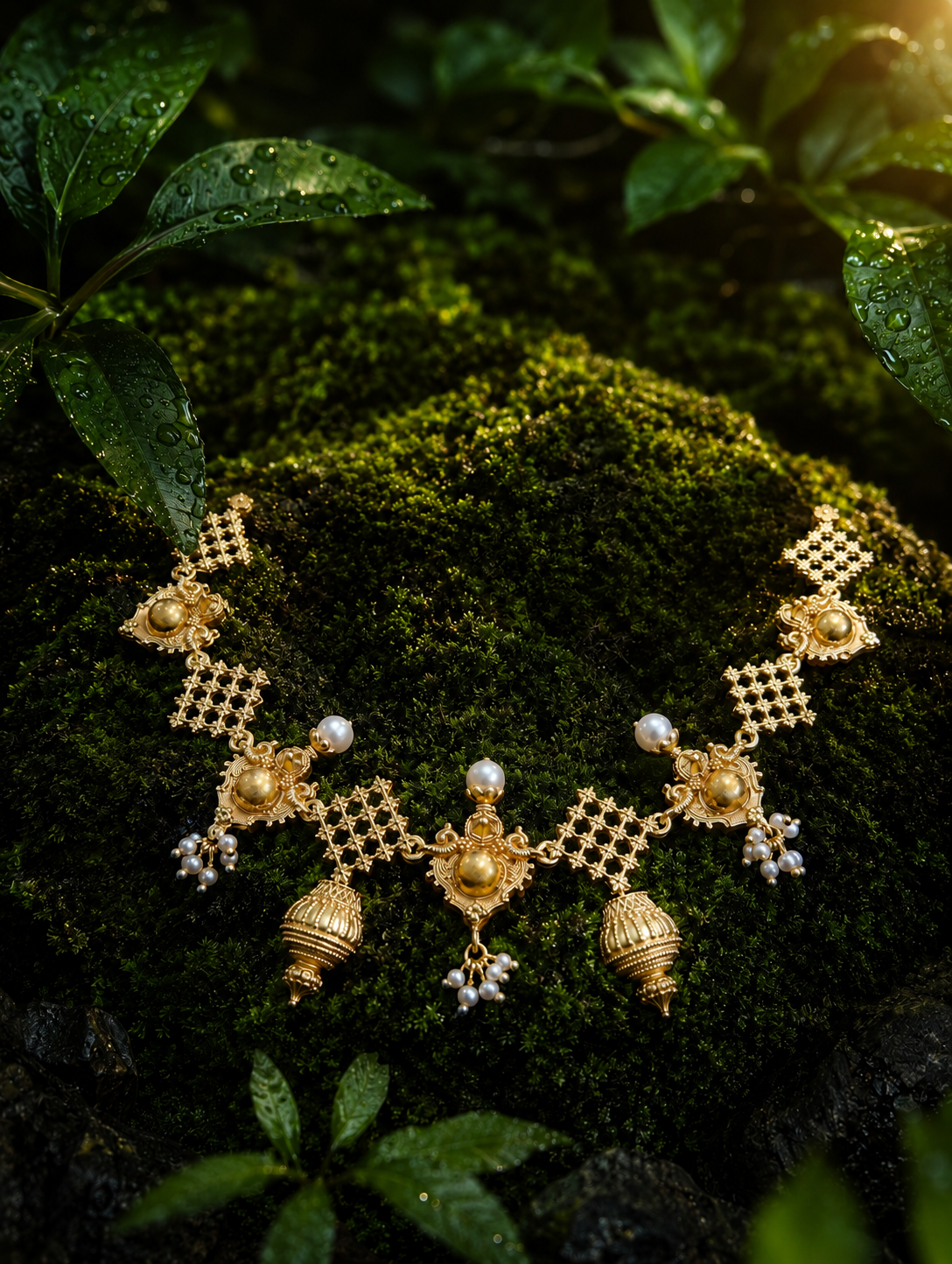 Heritage Pearl Jhumka Temple Necklace