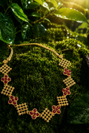 Ruby Blossom Heritage Lattice Necklace