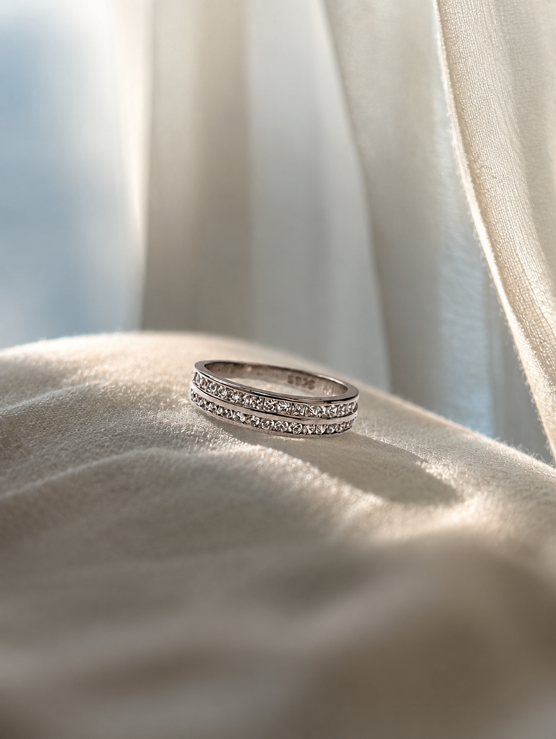 Radiant Dual Row Crystal Band Ring( size 6 )