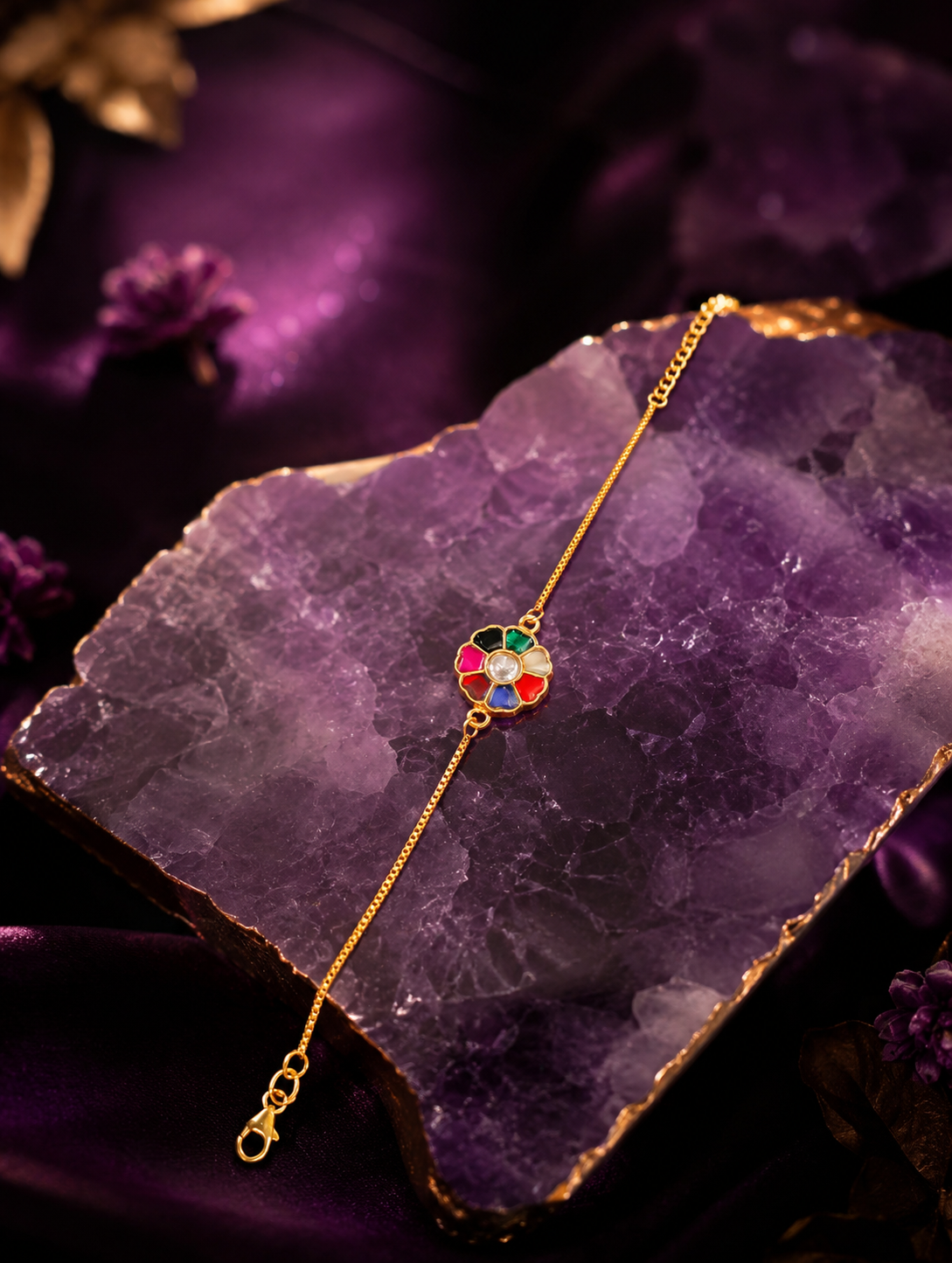 Navaratna Bloom Gold Bracelet