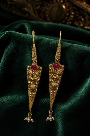 Heritage Ruby Temple Spear Drop Earrings