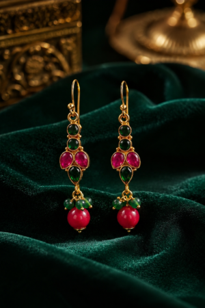 Ruby Emerald Dewdrop Dangle Earrings