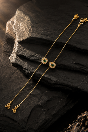 Emerald Halo Gold Chain Anklets