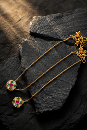 Navaratna Radiance Gold Chain Anklets