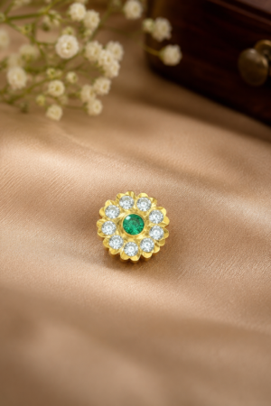 Emerald Blossom Stick-On Nose Pin