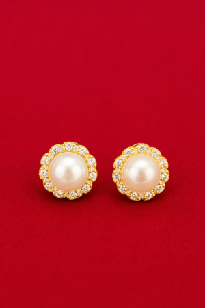 Classic Pearl Halo Stud Earrings