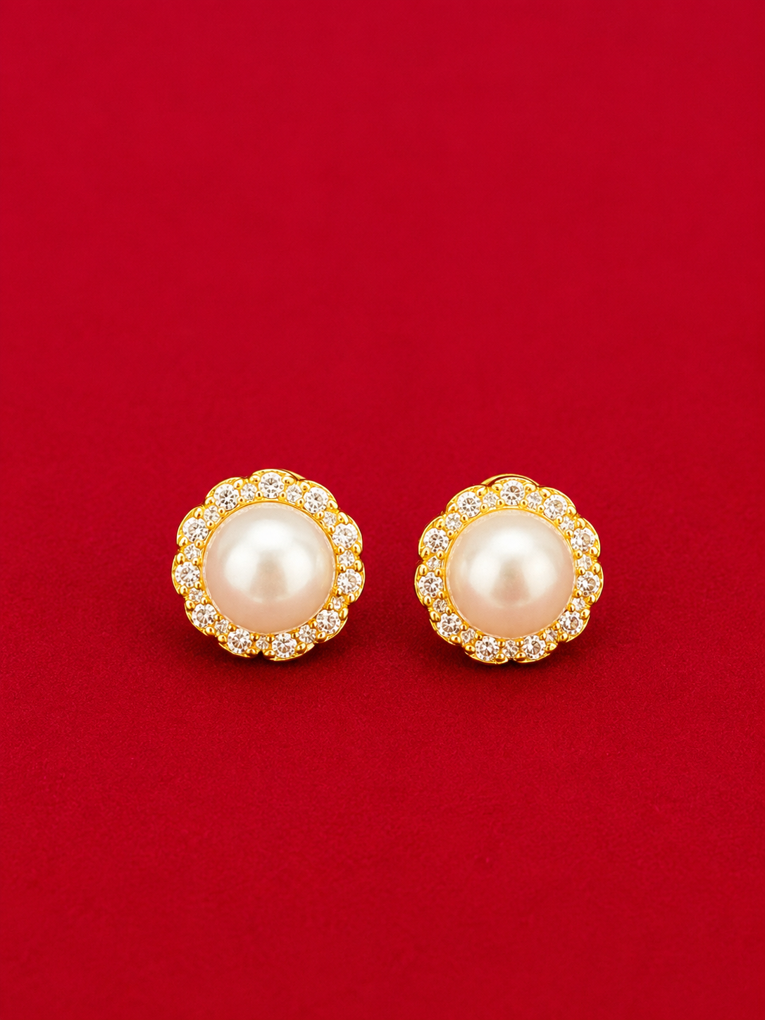 Classic Pearl Halo Stud Earrings