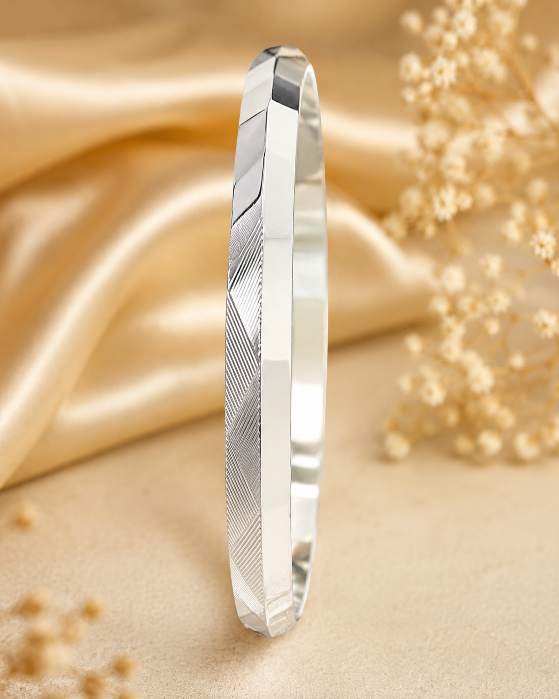 Royal Faceted Chevron Silver Kada
