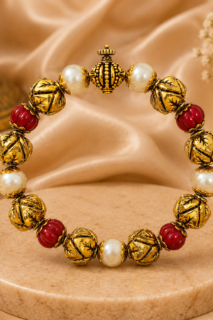 Royal Heritage Beaded Bracelet with Pearls & Ruby Accents