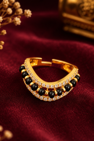 Royal Black Bead Elegance Vanki Ring