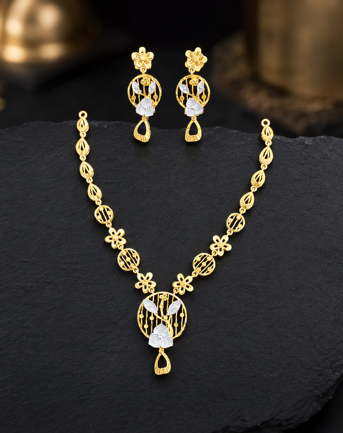 Two-Tone Floral Garden Necklace Set