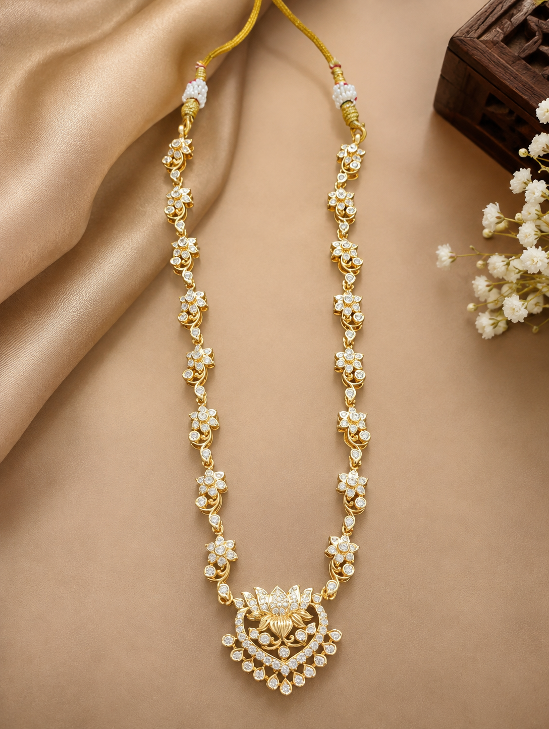 Radiant Lotus Kundan Long Necklace
