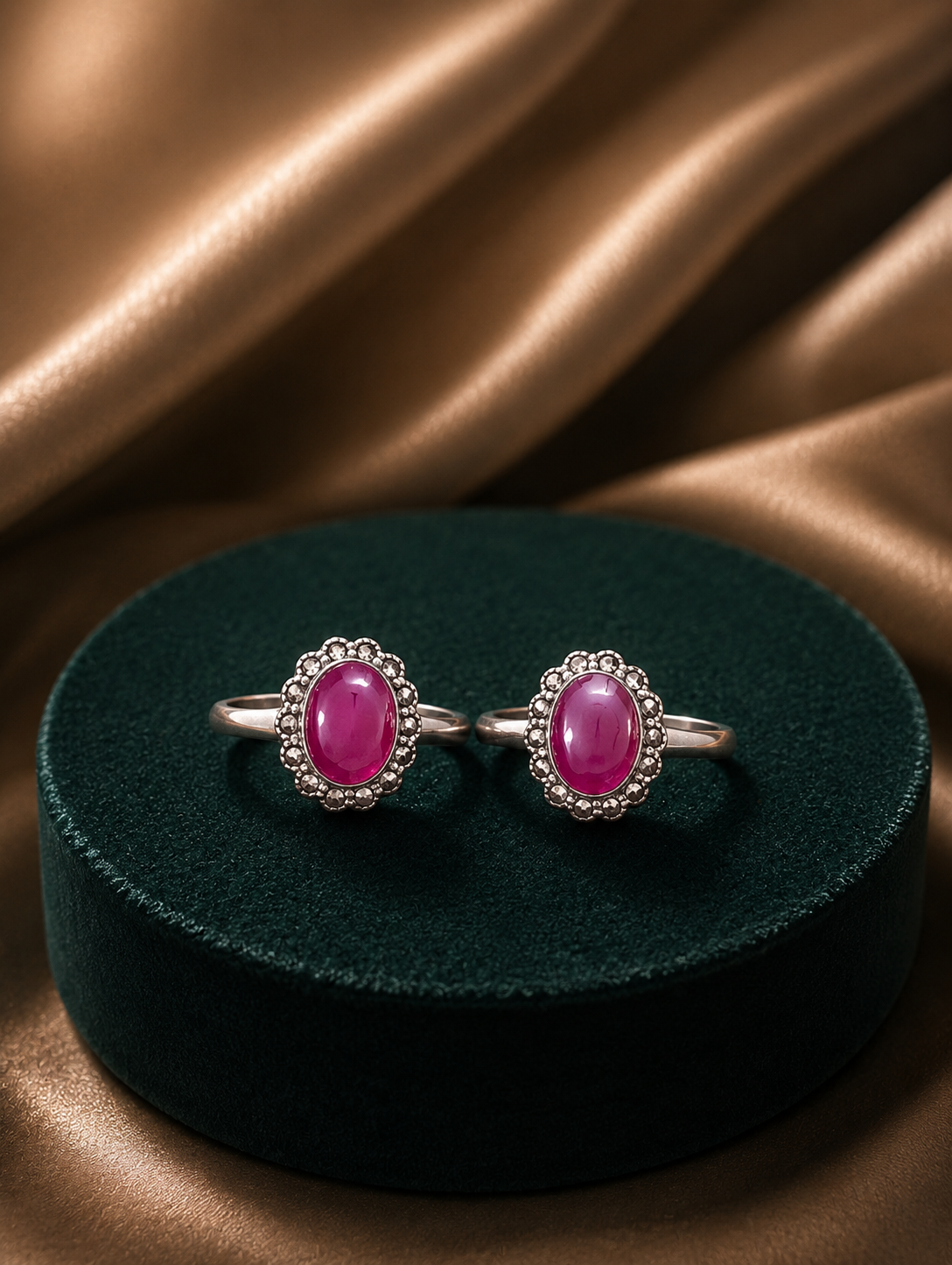 Royal Ruby Halo Toe Ring