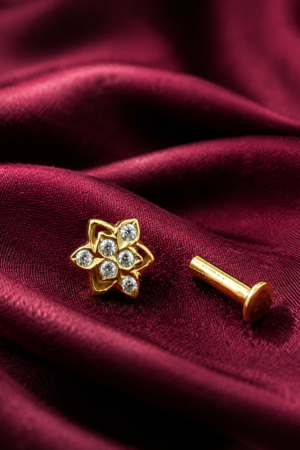 Elegant Petal Bloom Crystal Nose Pin