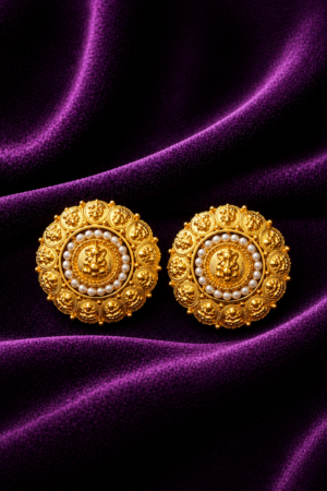 Royal Lakshmi Pearl Temple Stud Earrings