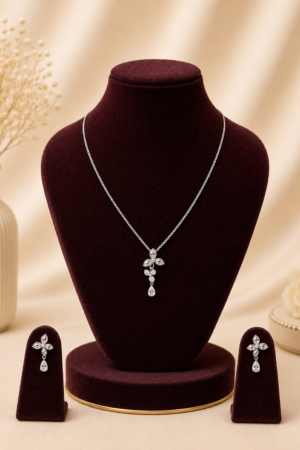Crystal Blossom Drop Pendant Set