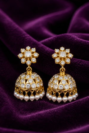 Radiant Crystal Dome Jhumkas