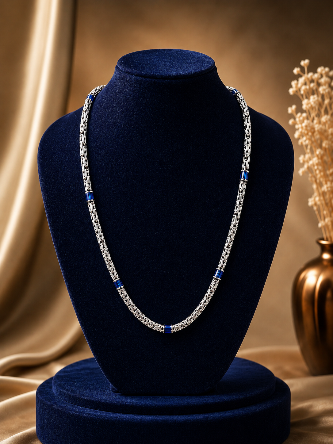 Royal Sapphire Accent Silver Chain